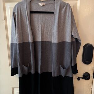 Gray and Black Women's Cardigan